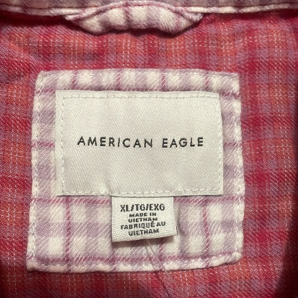 American Eagle Outfitters Womens Pink Plaid Button Front Blouse - Picture 4 of 6